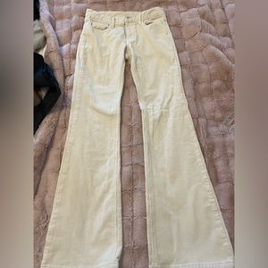 Brandy Melville cream corduroy flared pants